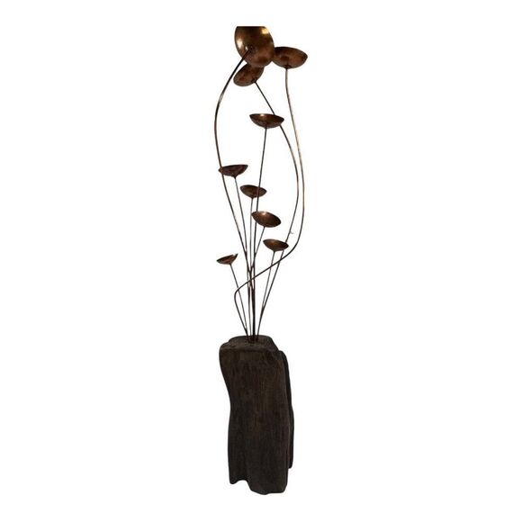 JH Brown Mid-Century Modern Brutalist Bells Mushrooms Metal Sculpture Driftwood - Picture 4 of 10